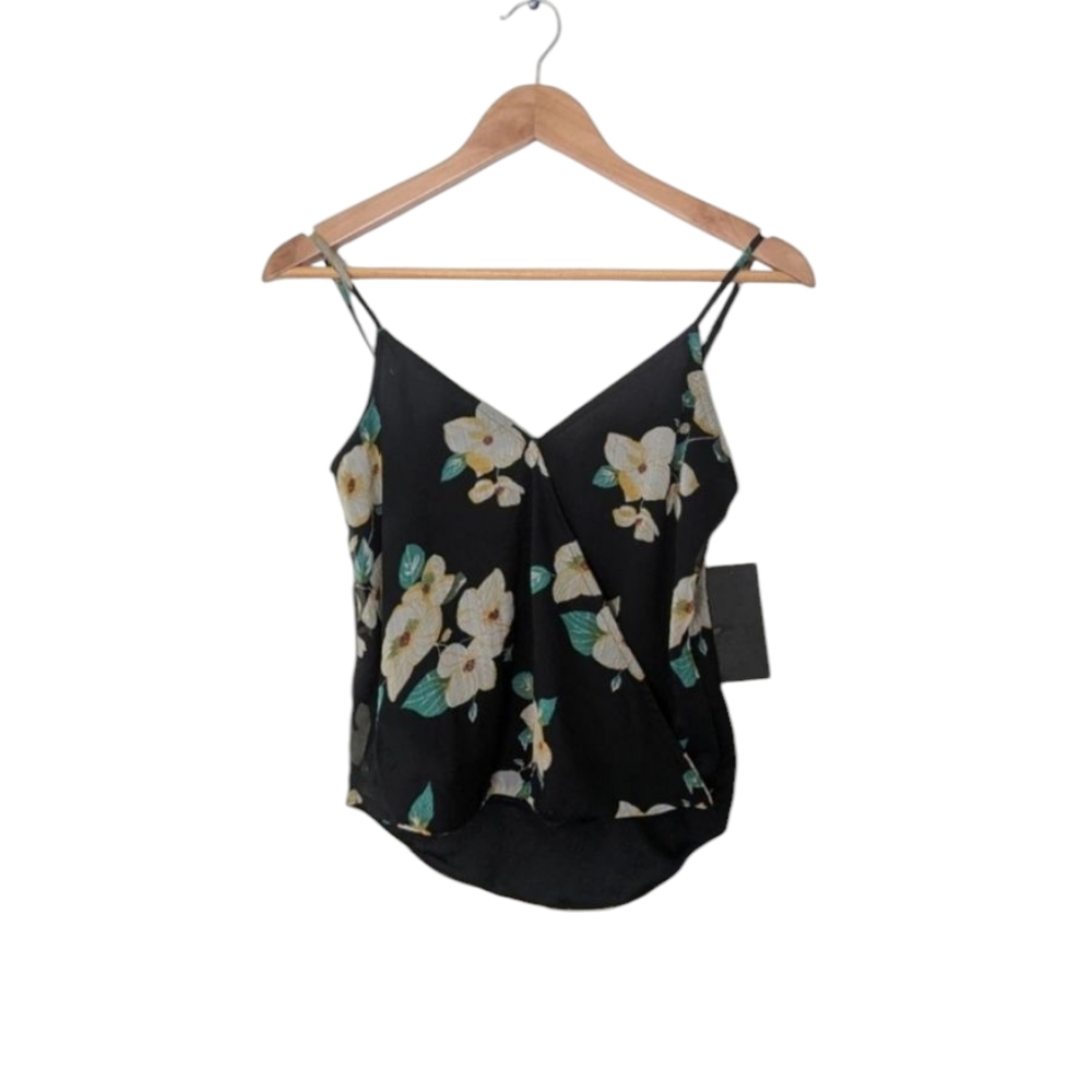 NWT Free Press Floral Black Wrap Tank Top